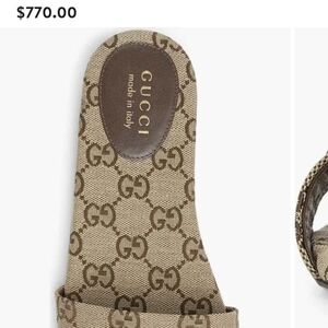 Gucci Beige Monogram Slide Sandals